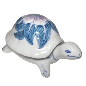 Ceramic Turtle Trinket Chest Box Hand Painted Jewerly Case Chinese Style
